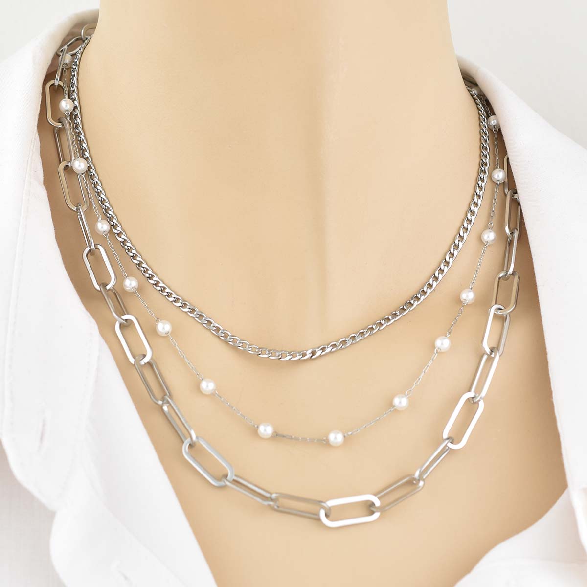 Aurore Chain Silver 4MM Αλυσίδα λαιμού από ανοξείδωτο ατσάλι 316L